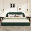 Streamdale Furniture Streamdale Dark Green Velvet Soft Bed - Light Luxury Queen Bed