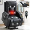 Streamdale Furniture Streamdale Dark Grey Power Lift Recliner, 350 Lbs, Massage, Heat, Usb & Cup Holders In Black