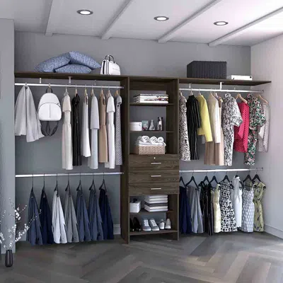Streamdale Furniture Streamdale Dark Walnut Closet System: 5 Shelves, 4 Rods, 3 Drawers