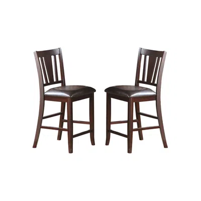 Streamdale Furniture Streamdale Darrell Upholstered Counter Height Chairs In Dark Brown Finish