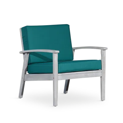 Streamdale Furniture Streamdale Deep Seat Eucalyptus Chair, Silver Gray Finish, Dark Green Cushions
