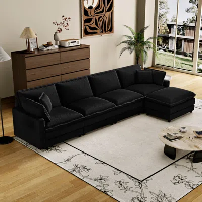 Streamdale Furniture Streamdale Deep Seat Modular Sectional Sofa - Black