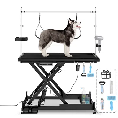 Streamdale Furniture Streamdale Deluxe Electric Pet Grooming Table, Height Adjustable, Black