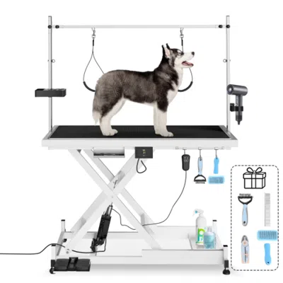 Streamdale Furniture Streamdale Deluxe Electric Pet Grooming Table, Height Adjustable, White