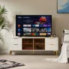 Streamdale Furniture Streamdale Deluxe Modern Tv Stand, Aluminum Frame, Glass Door, 4 Drawers, White, 60"