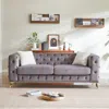 Streamdale Furniture Streamdale Deluxe Velvet Chesterfield Sofa With Tufted Buttons, 2 Pillows In Gray