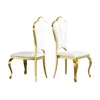 Streamdale Furniture Streamdale Dining Chair Gold Stainless Steel Legs With White Pu Leather Set Of 2pcs