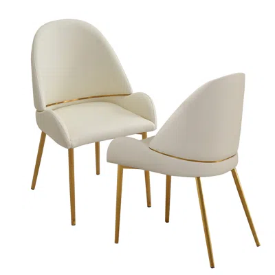 Streamdale Furniture Streamdale Dining Chair With Pu Leather Color Metal Legs (set Of 2)