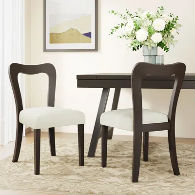 Streamdale Furniture Streamdale Dining Chair Without Arm(dark Brown+beige) Set Of 2