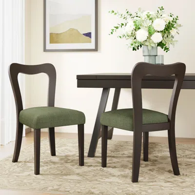 Streamdale Furniture Streamdale Dining Chair Without Arm(dark Brown+green) Set Of 2