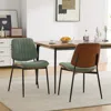Streamdale Furniture Streamdale Dining Chairs Set Of 2 Mid Century Modern Retro Linen Chair (olive Green)