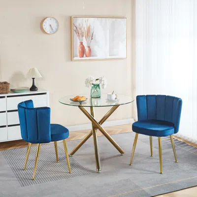 Streamdale Furniture Streamdale Dining Set For 4-6: Glass Top Table & Metal Legs