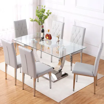 Streamdale Furniture Streamdale Dining Set With 6 High-backrest Chairs