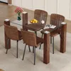 Streamdale Furniture Streamdale Dining Table Set - Tempered Glass & Fabric Chairs