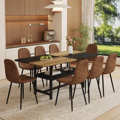 Streamdale Furniture Streamdale Dining Table Set With Storage & 8 Chairs