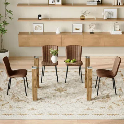 Streamdale Furniture Streamdale Dining Table Set With Tempered Glass & Fabric Chairs