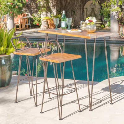 Streamdale Furniture Streamdale Dione Outdoor Teak Acacia Wood Bar Set