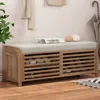 Streamdale Furniture Streamdale Distressed Shutter Shoe Bench With Storage & Cushion