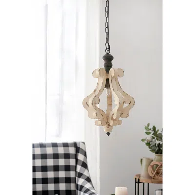 Streamdale Furniture Streamdale Distressed White Wood Chandelier For Living Room