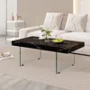 Streamdale Furniture Streamdale Diy Glass Leg Tea Table Set - Black Marble & White Accent