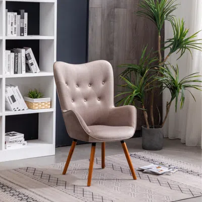 Streamdale Furniture Streamdale Doarnin Contemporary Silky Velvet Tufted Button Back Accent Chair, Chocolate