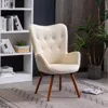 Streamdale Furniture Streamdale Doarnin Contemporary Silky Velvet Tufted Button Back Accent Chair, White