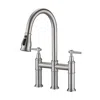 Streamdale Furniture Streamdale Double Handle Bridge Kitchen Faucet With Pull-down Spray Head
