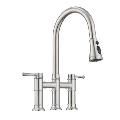 Streamdale Furniture Streamdale Double Handle Bridge Kitchen Faucet With Pull-down Spray Head