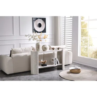 Streamdale Furniture Streamdale Double-layer Elegant Faux Marble Console Table - Modern Entryway Table