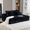 Streamdale Furniture Streamdale Double Lounge Chaise Cloud Plush Sofa Bed, Upholstered No Assembly Required Black