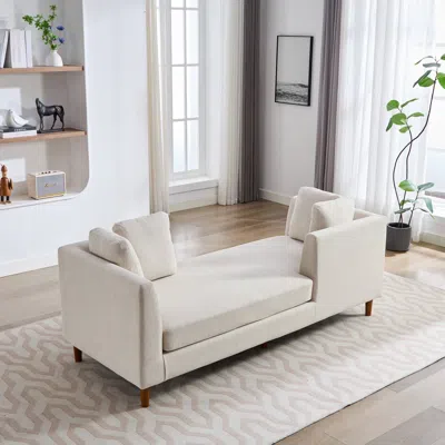 Streamdale Furniture Streamdale Double-sided Chenille Chaise Lounge Sofa Bed With Pillows
