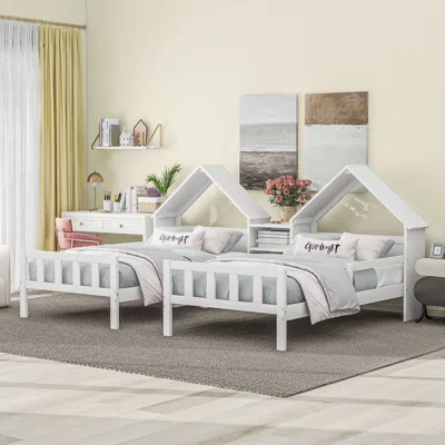 Streamdale Furniture Streamdale Double Twin Size Platform Bed With House-shaped Headboard And A