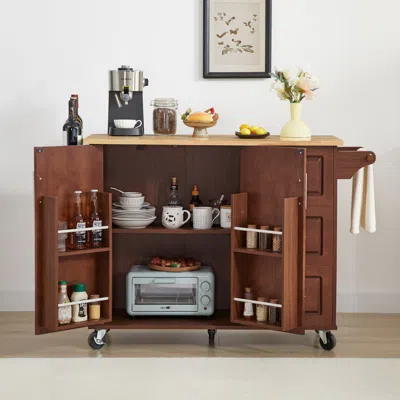 Streamdale Furniture Streamdale Drop Leaf Rolling Kitchen Island With Storage