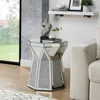 Streamdale Furniture Streamdale Drum Style Coffee Table With Mirror Crystal Inlay