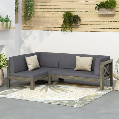 Streamdale Furniture Streamdale Durable Acacia Wood Sofa With Water-resistant Cushions And Cross-back Design