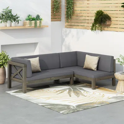 Streamdale Furniture Streamdale Durable Acacia Wood Sofa With Water-resistant Cushions And Cross-back Design