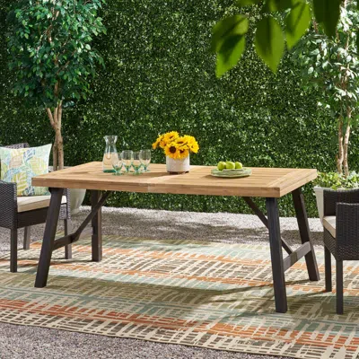 Streamdale Furniture Streamdale Durable Acacia Wood Table Set With Slat Top For Outdoor Use