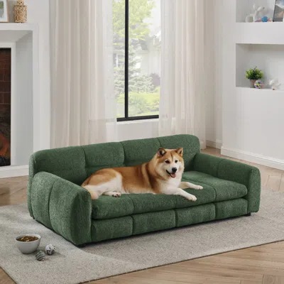 Streamdale Furniture Streamdale Durable Elevated Linen Dog Sofa Bed For Large Dogs - Olive Green