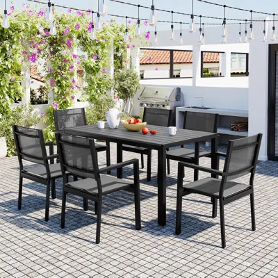 Streamdale Furniture Streamdale Durable Modern 7-piece Outdoor Table And Chair Set For Patio Or Garden