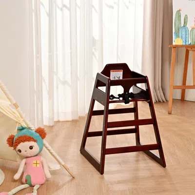 Streamdale Furniture Streamdale Durable Pine Wood Baby Chair With Adjustable Safety Straps In Brown