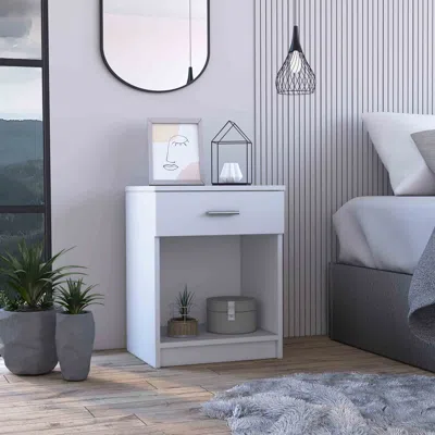 Streamdale Furniture Streamdale Eco Nightstand, Superior Top, One Drawer, Lower Shelf - White