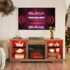 Streamdale Furniture Streamdale Electric Fireplace Tv Stand With Glass Shelves - 58" Oak