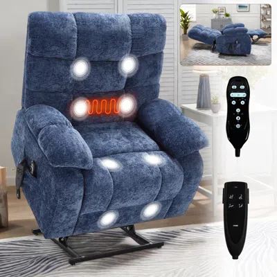 Streamdale Furniture Streamdale Electric Lift Recliner Chair With Heat & Massage - Blue