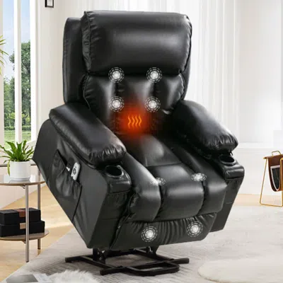 Streamdale Furniture Streamdale Electric Massage Lift Chair W/ Heat & Vibration, Usb, Black