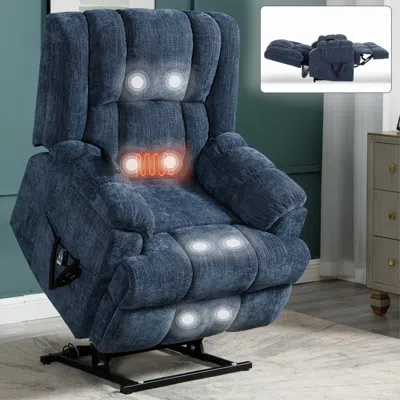 Streamdale Furniture Streamdale Electric Power Lift Recliner - Dual Motor, Heat, Blue
