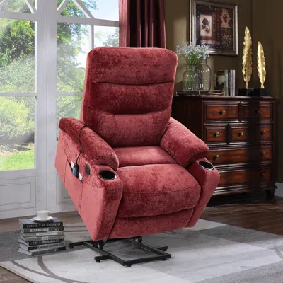 Streamdale Furniture Streamdale Electric Power Lift Recliner Chair With Massage And Heat In Red