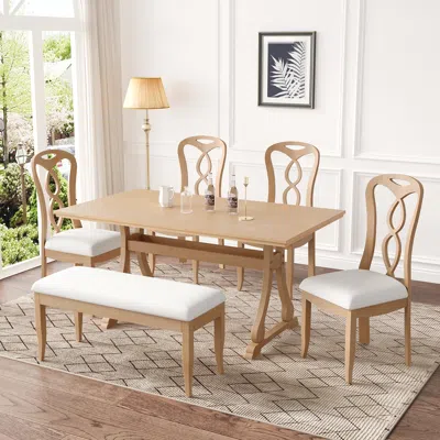 Streamdale Furniture Streamdale Elegance Meets Durability Solid Wood Dining Set With Upholstered Comfort