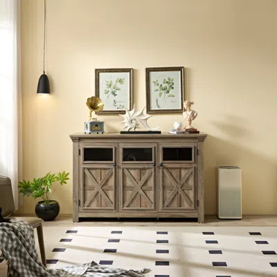 Streamdale Furniture Streamdale Elegant 3 Doors Cabinet - Gray Wash Finish With Ample Storage