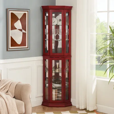 Streamdale Furniture Streamdale Elegant 3-side Glass Display Curio Cabinet With Adjustable Shelves