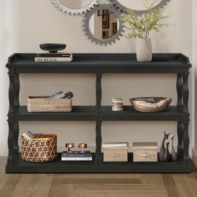 Streamdale Furniture Streamdale Elegant 3-tier Console Table With Ample Storage And Artistic Design In Gray